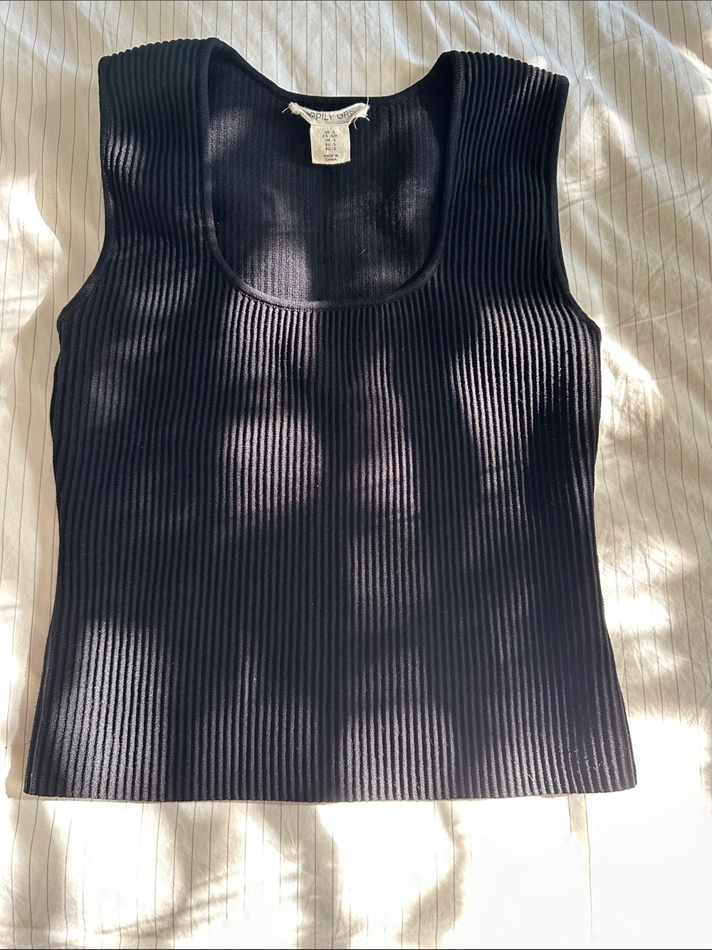 Black Ribbed Sleeveless Tank Top - Happily Grey
